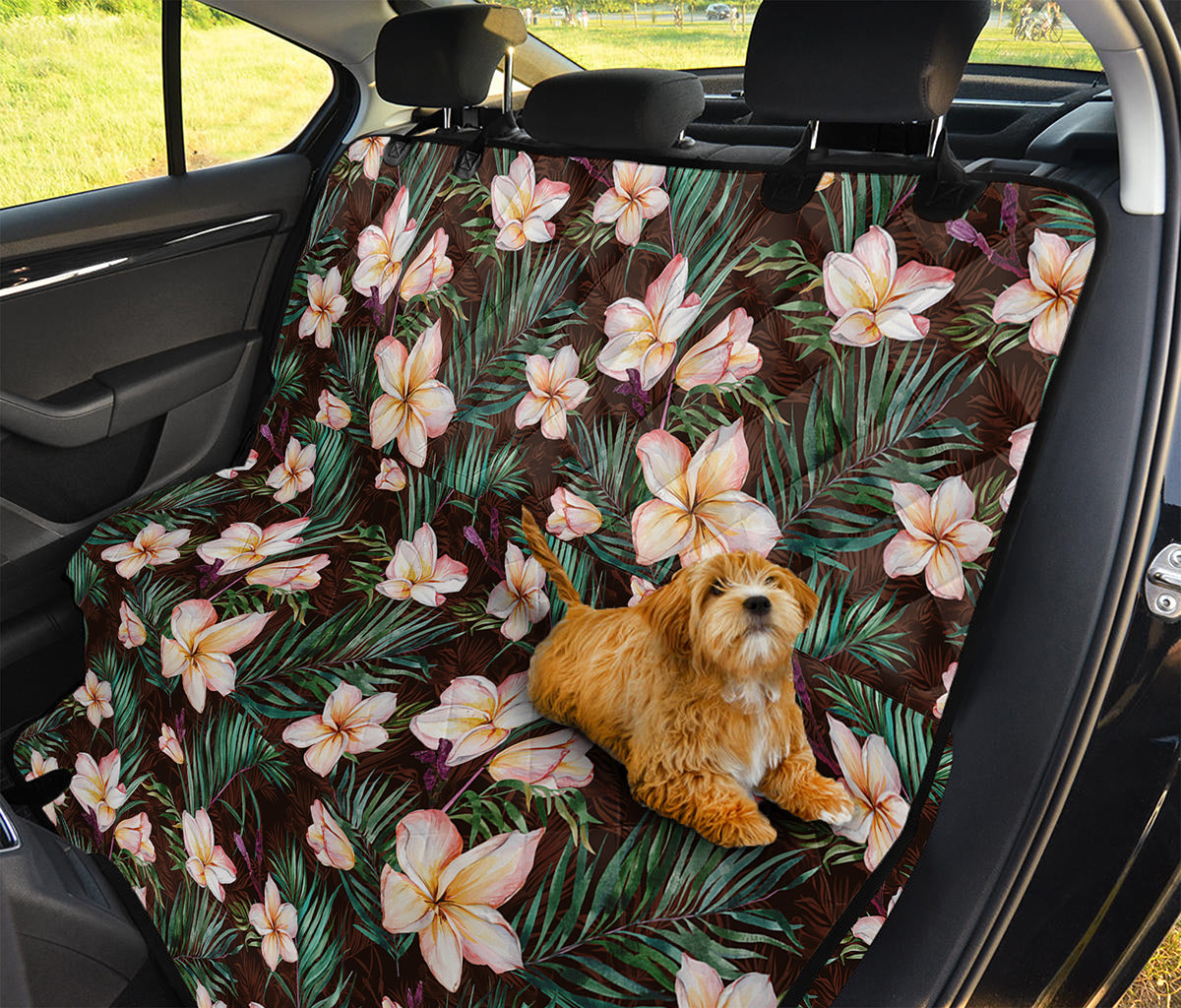 Tropical Frangipani Flower Print Pet Car Back Seat Cover