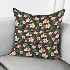 Tropical Frangipani Flower Print Pillow Cover