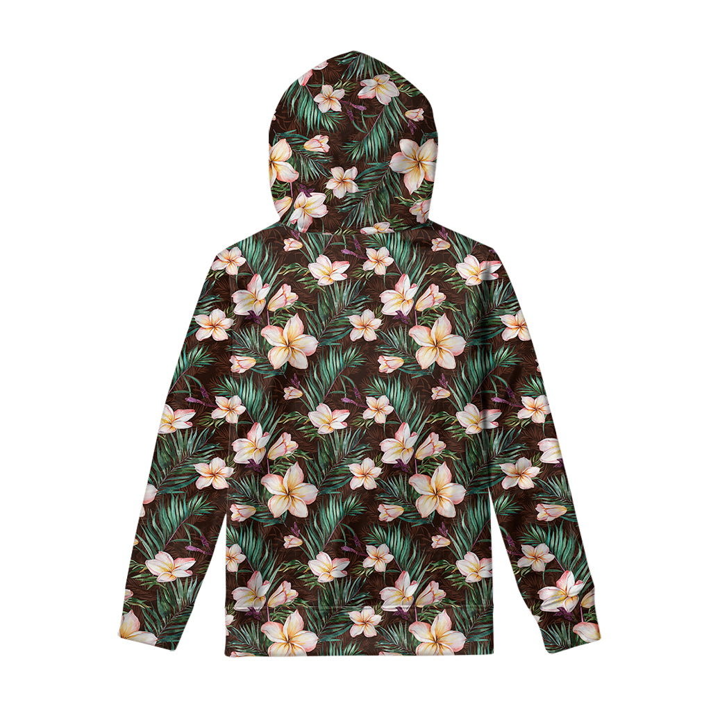 Tropical Frangipani Flower Print Pullover Hoodie