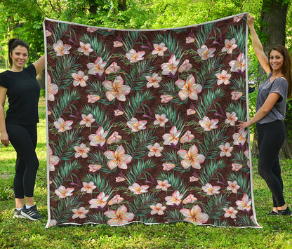 Tropical Frangipani Flower Print Quilt