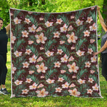 Tropical Frangipani Flower Print Quilt