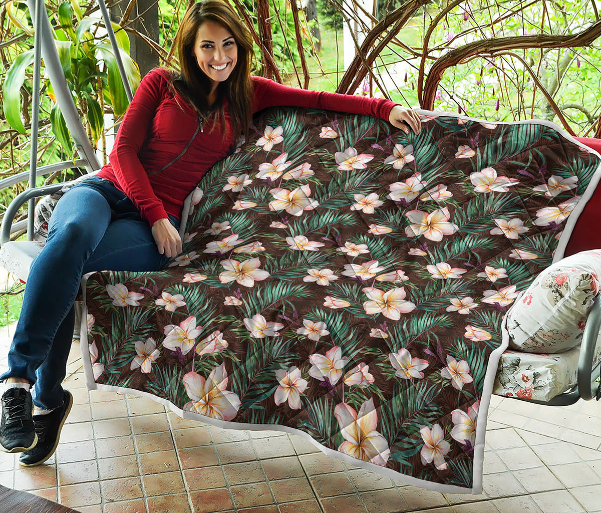 Tropical Frangipani Flower Print Quilt