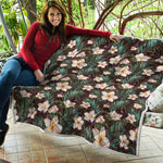 Tropical Frangipani Flower Print Quilt