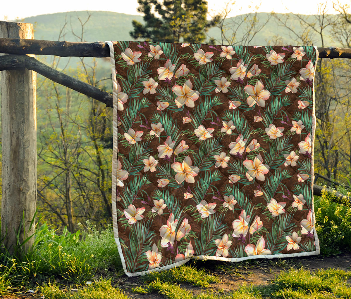 Tropical Frangipani Flower Print Quilt