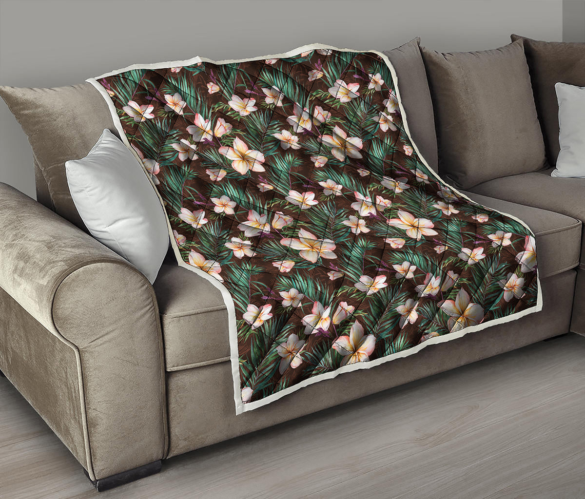 Tropical Frangipani Flower Print Quilt