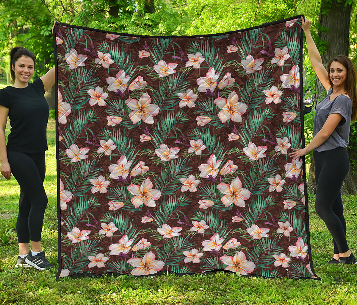 Tropical Frangipani Flower Print Quilt