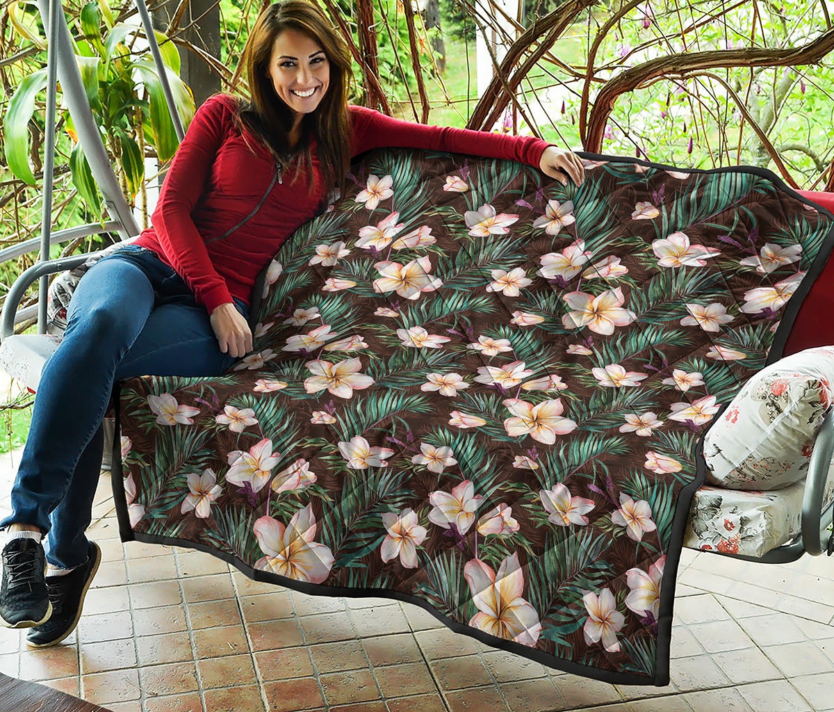 Tropical Frangipani Flower Print Quilt
