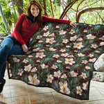 Tropical Frangipani Flower Print Quilt