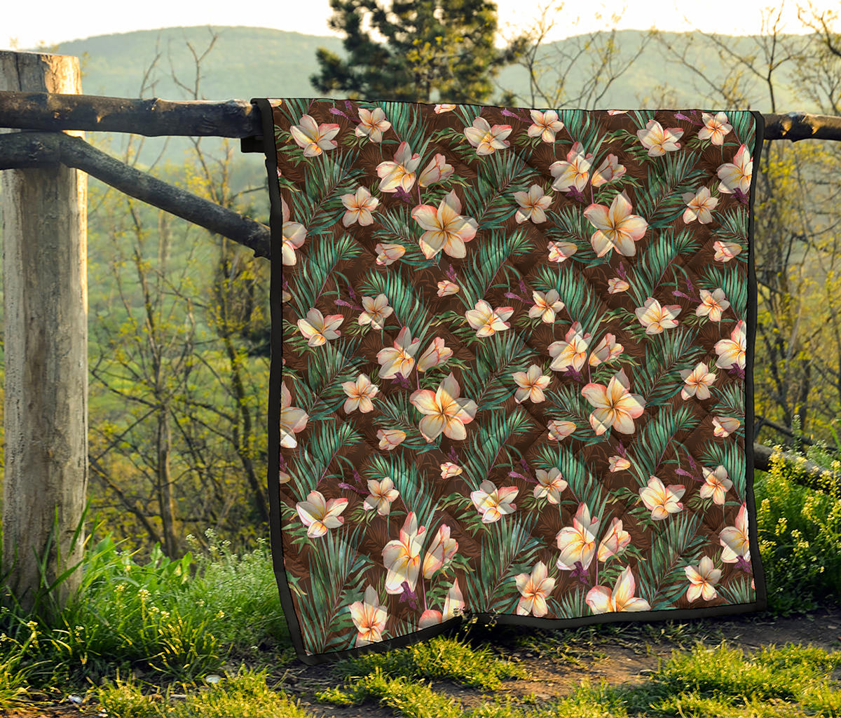Tropical Frangipani Flower Print Quilt