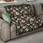 Tropical Frangipani Flower Print Quilt
