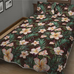 Tropical Frangipani Flower Print Quilt Bed Set