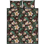 Tropical Frangipani Flower Print Quilt Bed Set