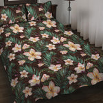 Tropical Frangipani Flower Print Quilt Bed Set