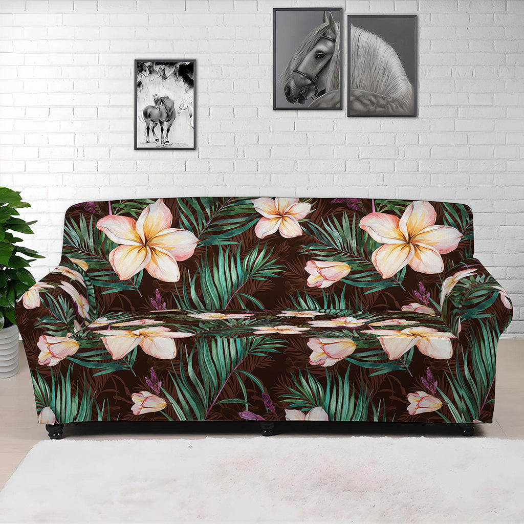 Tropical Frangipani Flower Print Sofa Cover