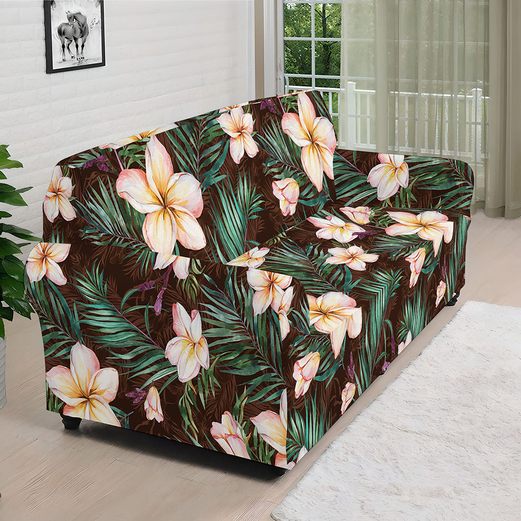 Tropical Frangipani Flower Print Sofa Cover