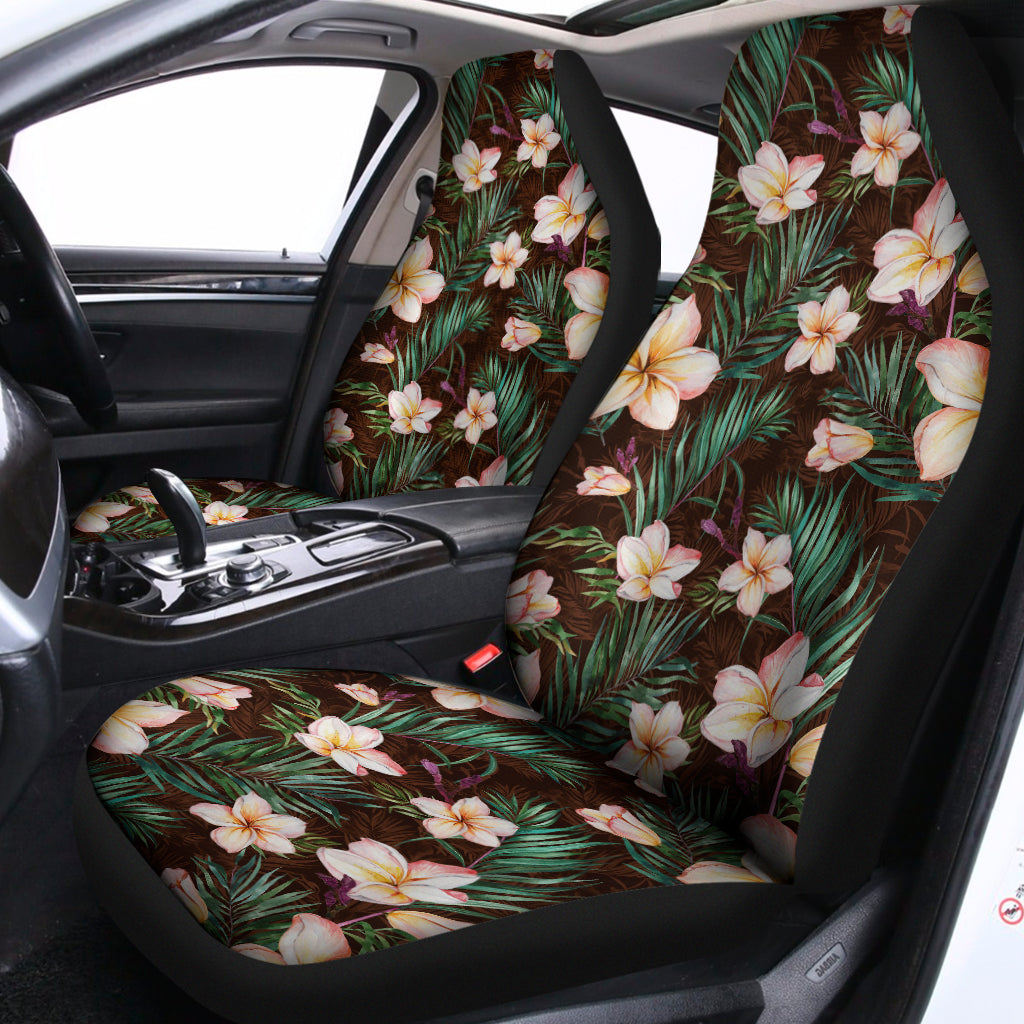 Tropical Frangipani Flower Print Universal Fit Car Seat Covers