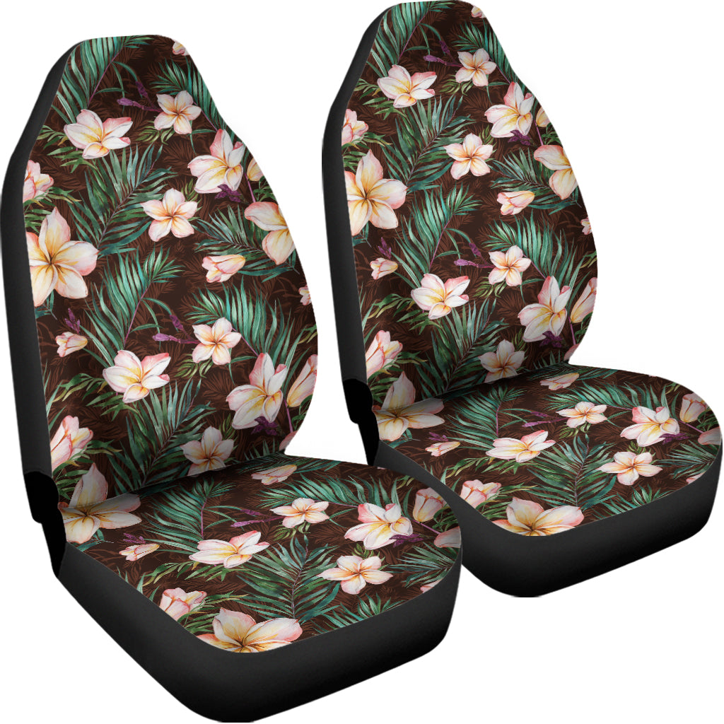 Tropical Frangipani Flower Print Universal Fit Car Seat Covers