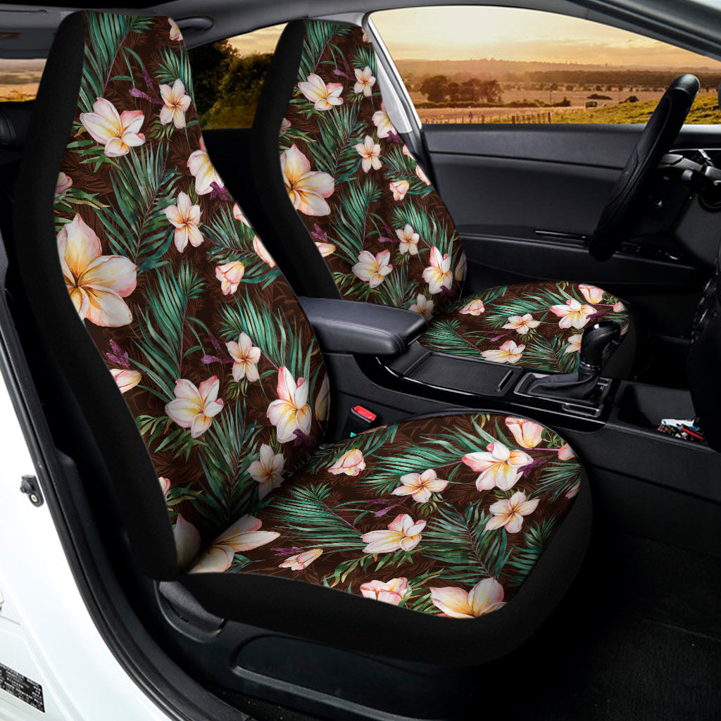 Tropical Frangipani Flower Print Universal Fit Car Seat Covers