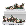 Tropical Frangipani Flower Print White Running Shoes