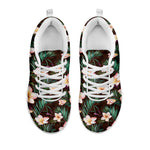 Tropical Frangipani Flower Print White Sneakers