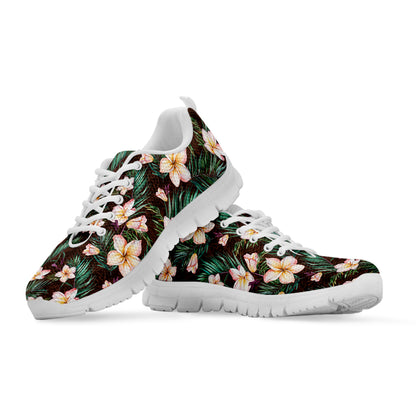 Tropical Frangipani Flower Print White Sneakers