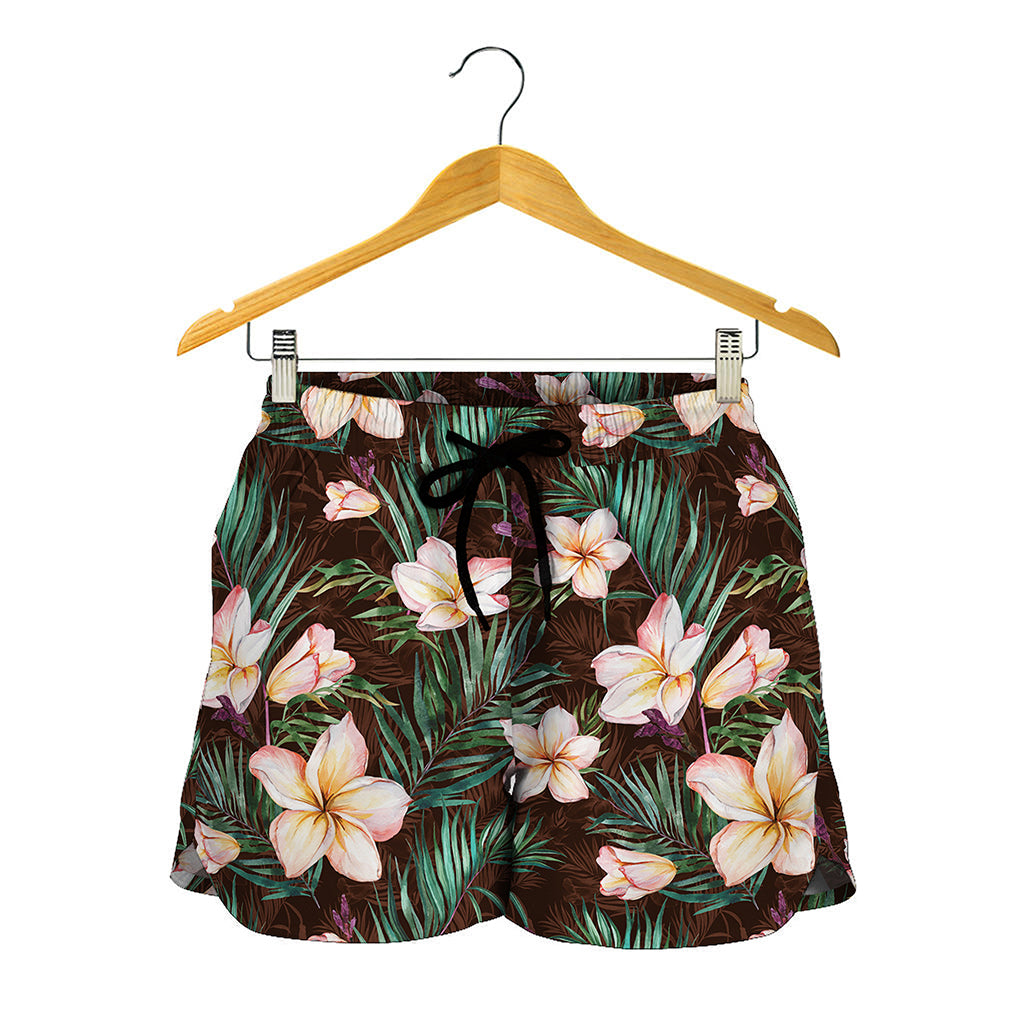 Tropical Frangipani Flower Print Women's Shorts