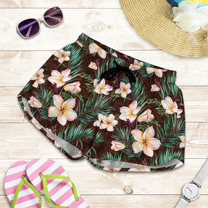 Tropical Frangipani Flower Print Women's Shorts