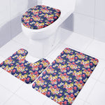 Tropical Frangipani Plumeria Print 3 Piece Bath Mat Set