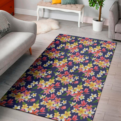 Tropical Frangipani Plumeria Print Area Rug