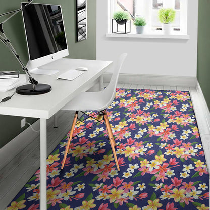 Tropical Frangipani Plumeria Print Area Rug
