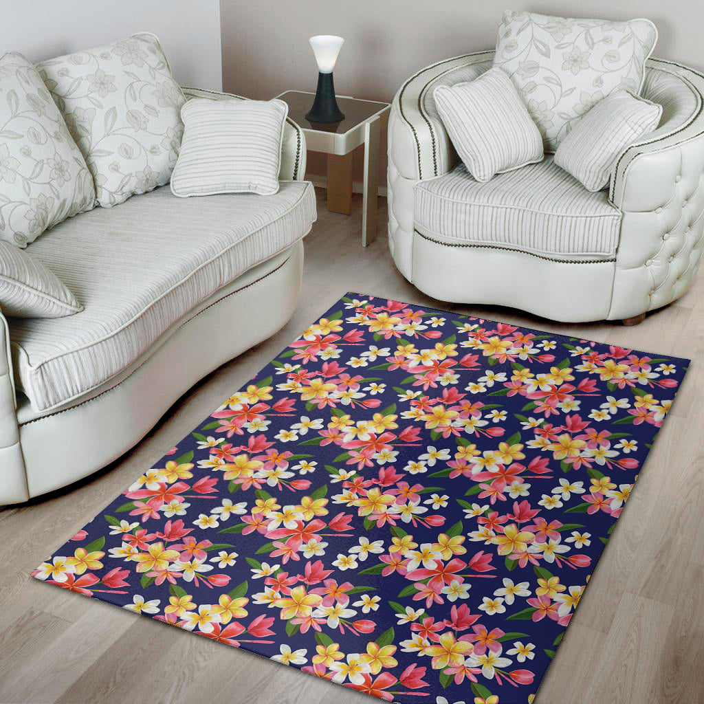 Tropical Frangipani Plumeria Print Area Rug