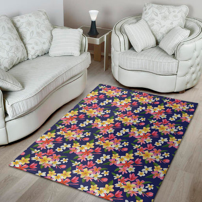 Tropical Frangipani Plumeria Print Area Rug