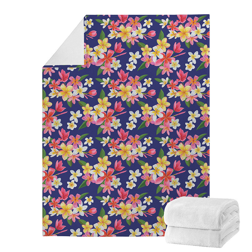 Tropical Frangipani Plumeria Print Blanket
