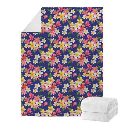 Tropical Frangipani Plumeria Print Blanket