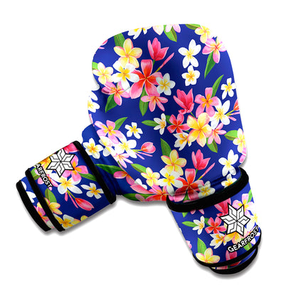 Tropical Frangipani Plumeria Print Boxing Gloves