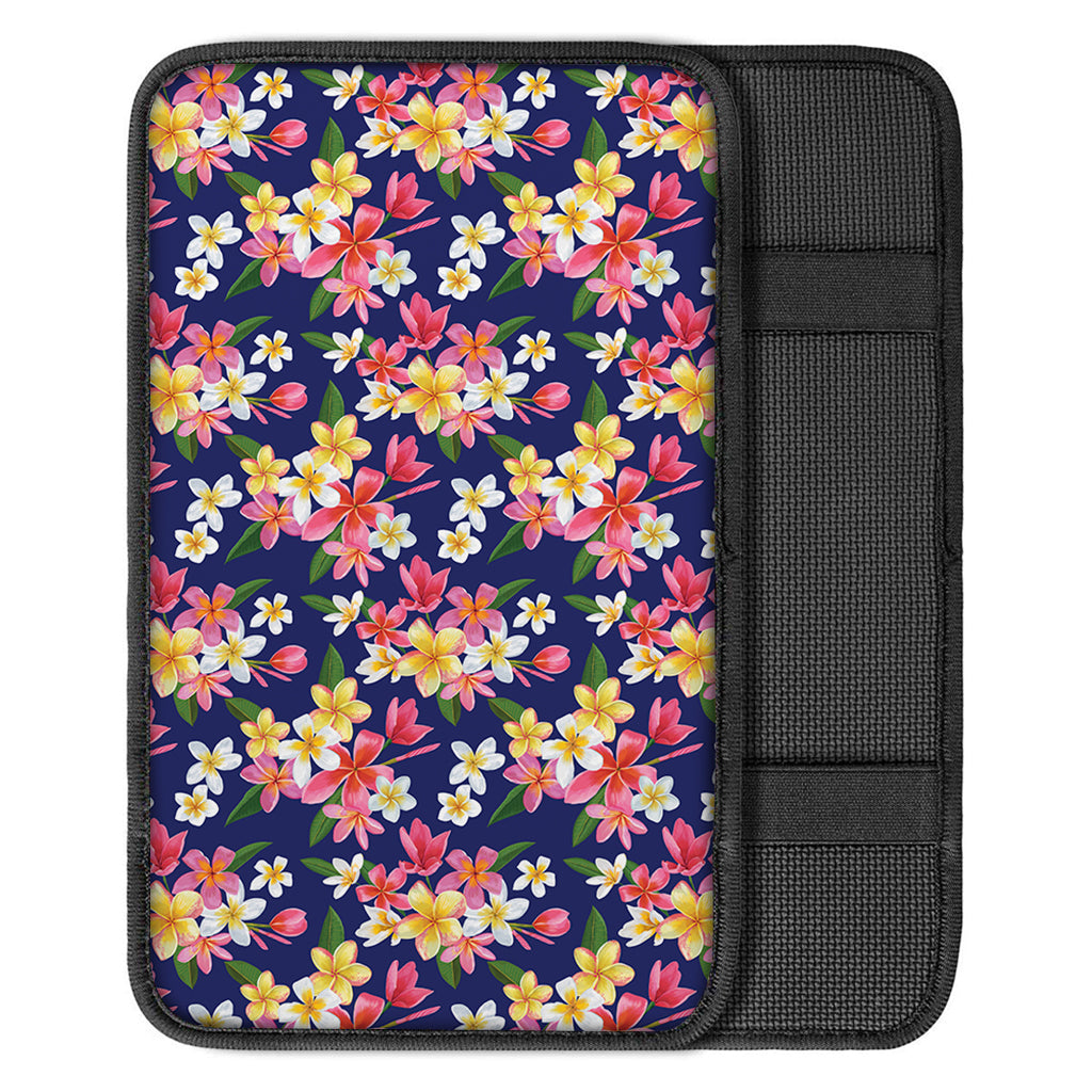 Tropical Frangipani Plumeria Print Car Center Console Cover
