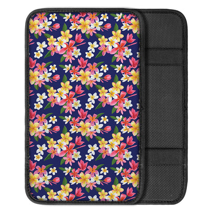 Tropical Frangipani Plumeria Print Car Center Console Cover