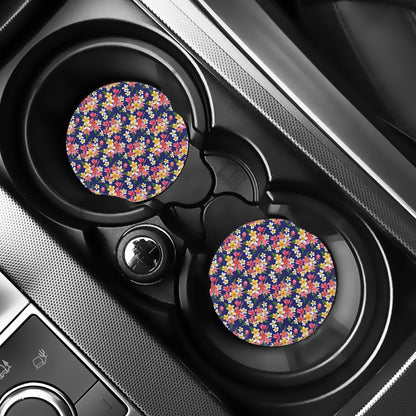 Tropical Frangipani Plumeria Print Car Coasters