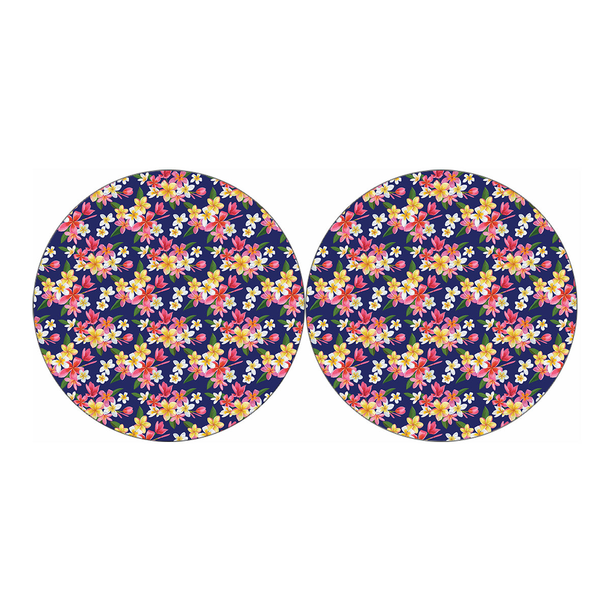 Tropical Frangipani Plumeria Print Car Coasters