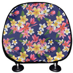 Tropical Frangipani Plumeria Print Car Headrest Covers