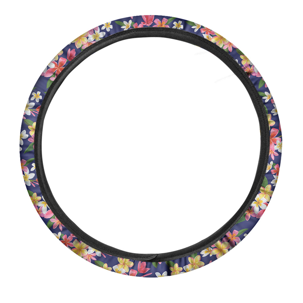 Tropical Frangipani Plumeria Print Car Steering Wheel Cover