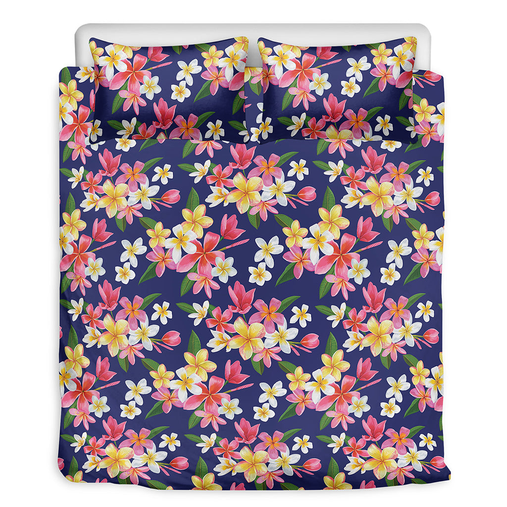 Tropical Frangipani Plumeria Print Duvet Cover Bedding Set