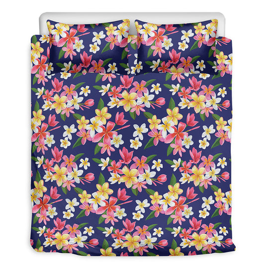 Tropical Frangipani Plumeria Print Duvet Cover Bedding Set