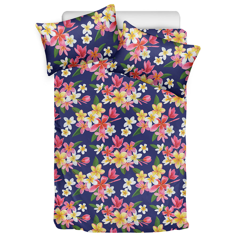 Tropical Frangipani Plumeria Print Duvet Cover Bedding Set