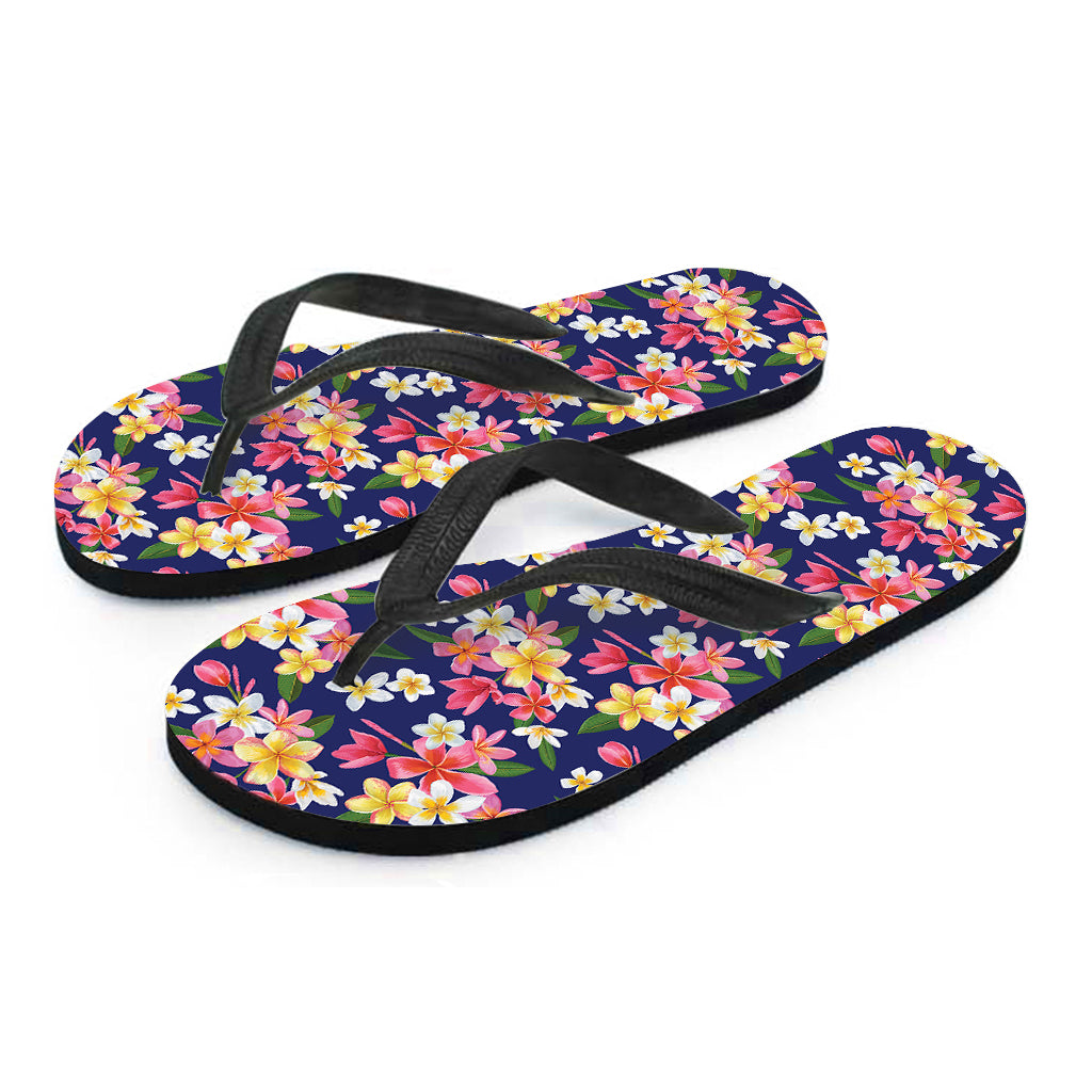 Tropical Frangipani Plumeria Print Flip Flops