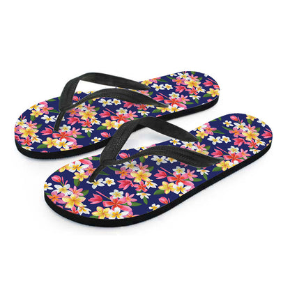 Tropical Frangipani Plumeria Print Flip Flops