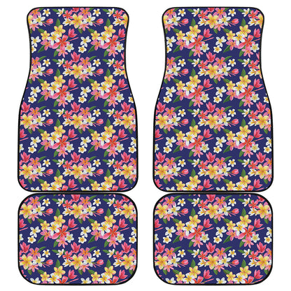 Tropical Frangipani Plumeria Print Front and Back Car Floor Mats