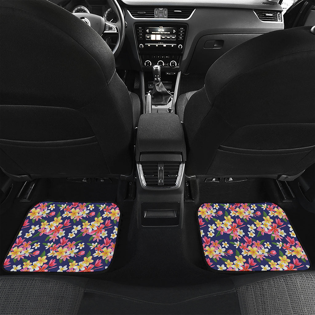 Tropical Frangipani Plumeria Print Front and Back Car Floor Mats