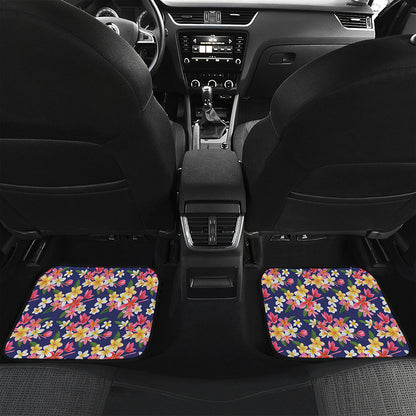 Tropical Frangipani Plumeria Print Front and Back Car Floor Mats
