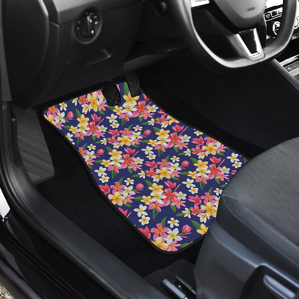 Tropical Frangipani Plumeria Print Front and Back Car Floor Mats